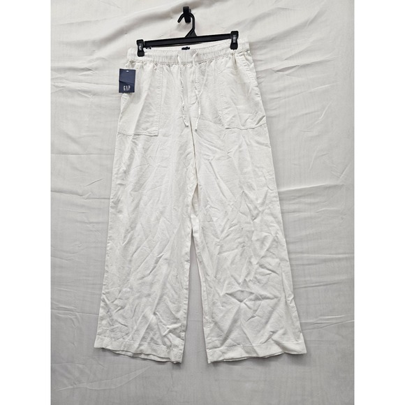 GAP Pants - Gap Womens Wide Leg Linen Pants White Linen Blend Relaxed Size Medium
